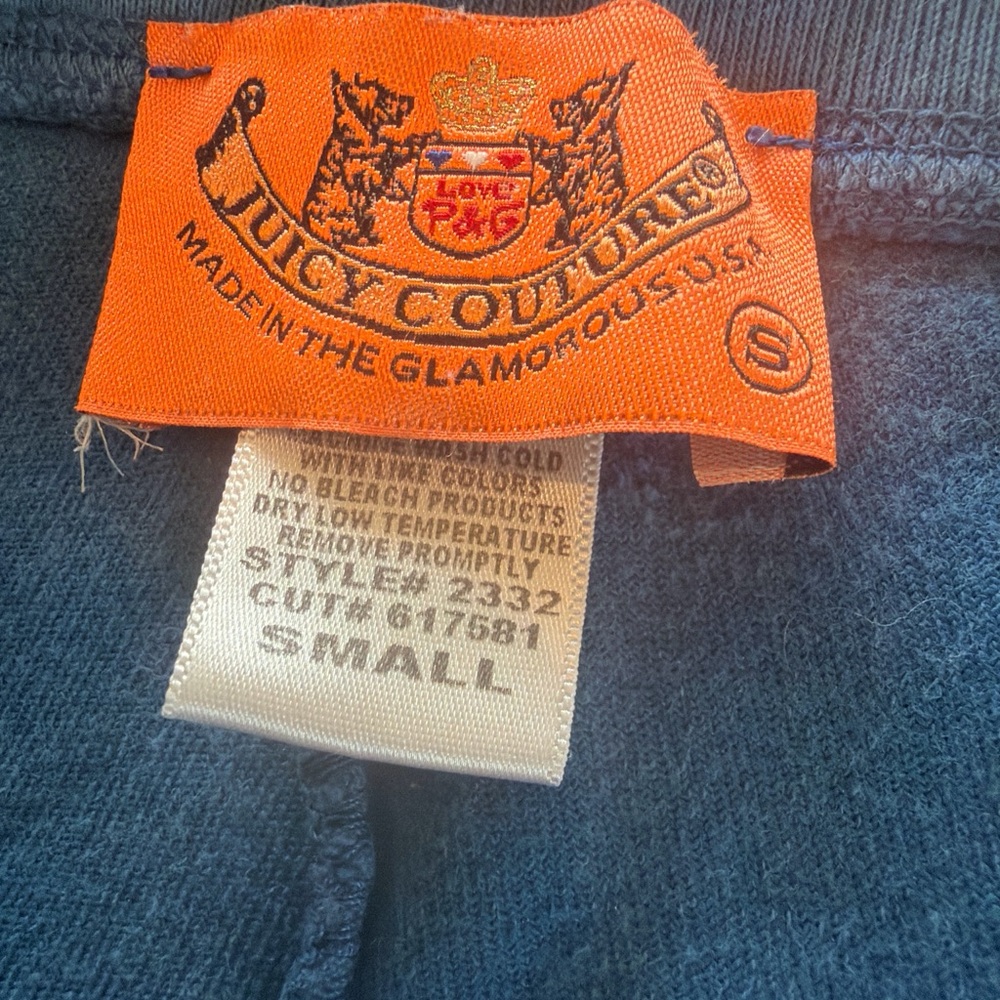 Vintage Juicy Couture Blue Velour Lounge Pants with Orange Tag - Picture 2 of 2